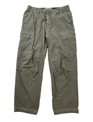 Pantalones De Colección Antiguos Azul Marino Para Hombres Y2K Paracaidista Utilidad Carga Verde Ejército 32" X 30" NOTAS Foto 1 de 4