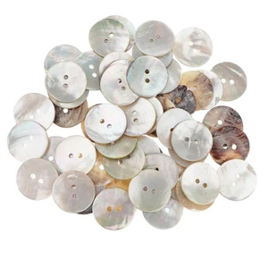 50x Round Flat Shell Button 2 Holes For Customizing - Picture 1 of 15