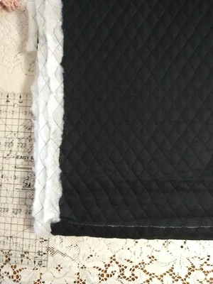 REMNANT Solid Black Pre-quilted Double Sided fabric 10" x 22" - Image 1 of 3