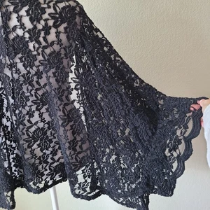 Cardigan kimono nero pizzo donna 2XL strega capriccioso trasparente scuro femminile anni 90 - Foto 1 di 13