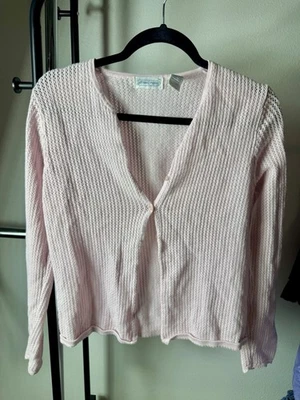 Cárdigan tejido rosa claro Jeanne Pierre para mujer talla mediana Foto 1 de 3