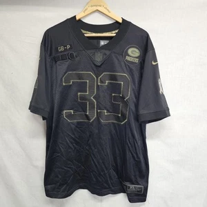 Aaron Jones #33 Green Bay Packers 2020 Salute To Service Jersey NFL sz XL Black - Picture 1 of 3