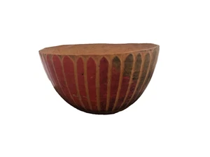 Cuenco vintage ceremonial fino tallado en madera torneado y tallado a mano estriado 2x3,5 - Imagen 1 de 6