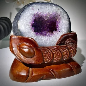 8.87LB Natural Amethyst geode Money bag quartz crystal spiritual energy decorati - Picture 1 of 15