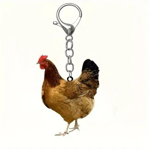 Hen Chicken Acrylic Keychain Rooster Bag Hanging Backpack Pendant Couple - Picture 1 of 18