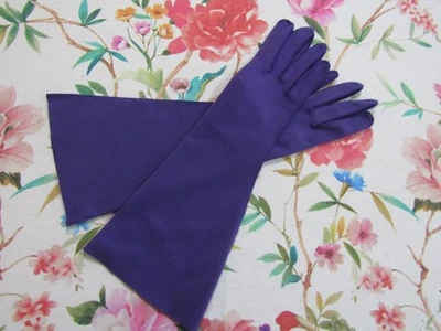 Guantes de codo de 14" de nailon púrpura azulado sin usar nuevos de colección nuevos en stock muerto--talla 6 1/2 Foto 1 de 3