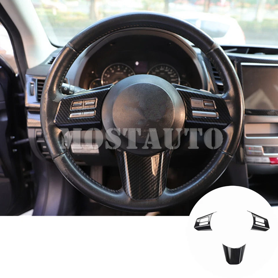 For Subaru Outback Legacy ABS Carbon Steering Wheel Button Frame Trim 2010-2012 - image 1 of 4