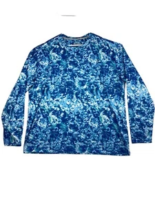 Reel Legends Fishing Shirt Men's 2XL Blue Splattered Water Print Long Sleeve - Picture 1 of 9