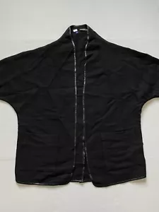 J Mclaughlin Poncho Womens S Black Wool Open Front Shacket Short Sleeve - Picture 1 of 9