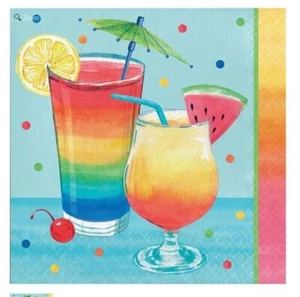 Summer Cocktails 16 Ct Lunch Napkins Happy Hour Pool Party - Picture 1 of 1