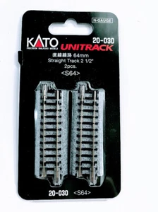 Kato 20-030 Unitrack 64mm 2 1/2" Straight Track 2pcs N Scale - Picture 1 of 1