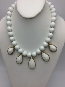 $98 Kate Spade gold tone white colored stone beaded statement necklace SS1 - Picture 1 of 4