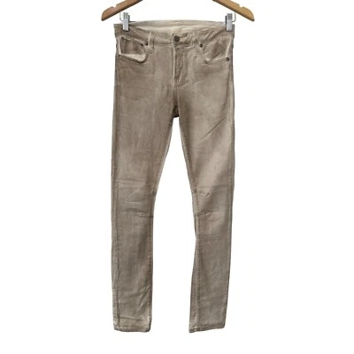 Jeans skinny Helmut Lang feminino metálico 27 creme 5 bolsos modal mistura de algodão - Imagem 1 de 4