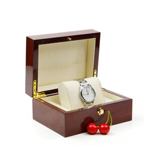 Luxury Classical Wooden Watch Box Single Slot Wristwatch Display Holder Cherry