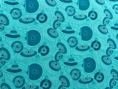 VTG Quilt Cotton Fabric TEAL BLUE Ryusui Collection RJR  32” x 41”  Rare NOS - Image 1 of 4