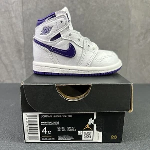 Air Jordan 1 High COURT PURPLE TODDLER Size 4c Sneakers - Picture 1 of 9