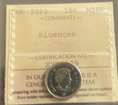 Canada - 10 Cents - 2021 - Bluenose - ICCS Certified - MS-66 - Image 1 of 3