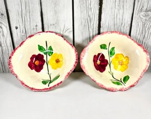 Set of 2 Blue Ridge Wrinkled Rose Bowls 6–7in Colonial Hand Painted USA Vintage - Picture 1 of 8