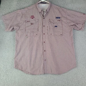 Columbia Super Bonehead PFG Shirt Mens XL Texas A&M Plaid Vented Fishing USED - Picture 1 of 18