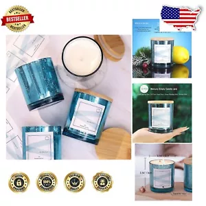 High-Quality 12 Pack Glass Candle Jars 10 oz with Lids - Beautiful Lake Blue Hue - Picture 1 of 8