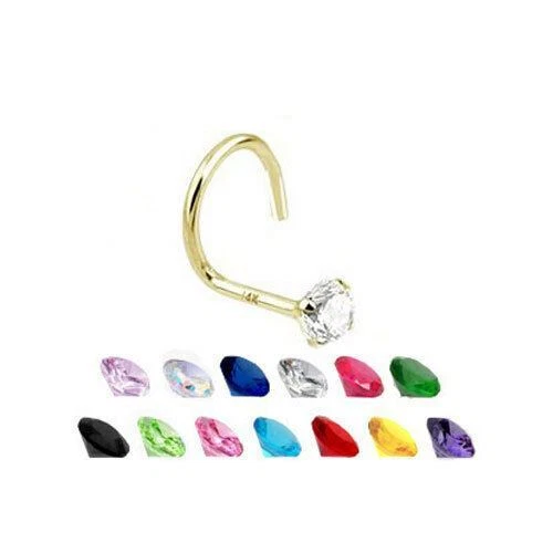 Anillo tornillo nariz oro macizo 14KT perno 3 mm calibre CZ 20G Foto 1 de 1