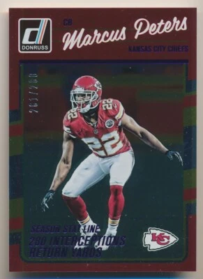 MARCUS PETERS #150 2016 Panini Donruss SEASON STAT LINE 261/280 CHIEFS - Image 1 of 2