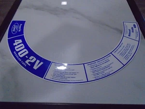 1971-73 Reproduction Ford 400-2 Reg. Fuel Air Cleaner Decal - Bild 1 von 1