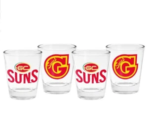Gold Coast Suns AFL 4 Piece Shot Glass Set New In Box - Picture 1 of 4