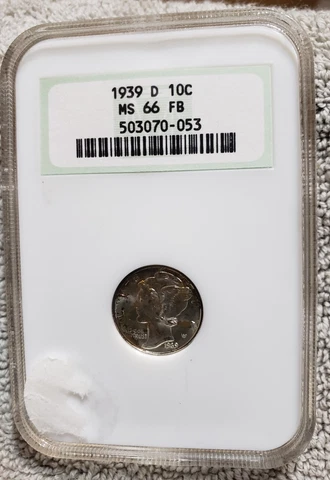 1939-D 10C NGC MS66 FB  Mercury Dime Incredible Struck, Rainbow Toned Gem Cover