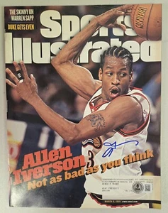 Allen Iverson Signed Sports Illustrated 3/9/98 Sixers Basketball Beckett Auto - Picture 1 of 3