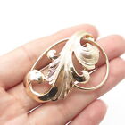 FORSTNER JEWELRY 925 Sterling Silver Vintage Gold Plated Swirl Leaf Pin Brooch