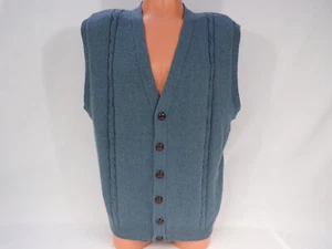 Vintage Bill Blass ärmellos Pullover Herren XL Strick blau Baumwollmischung 6 Knöpfe L24 - Bild 1 von 10