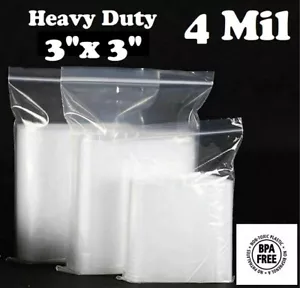 100 - 3" x 3" SIGILLO ZIP CHIUSURA SUPERIORE SACCHETTI TRASPARENTI 4 MIL PLASTICA RICHIUDIBILI MINI SACCHETTI - Foto 1 di 1