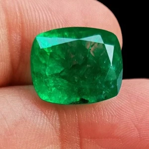 Certified Natural Muzo Colombian Green Emerald 10-12 Ct Emerald Cut Gemstone - Picture 1 of 10