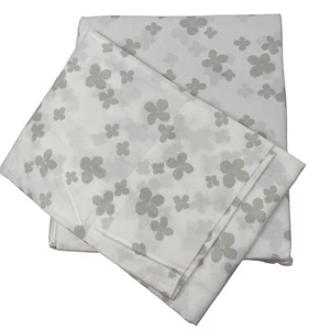 Kate Spade Twin XL Sheet Set White Gray Floral 100% Cotton 3 Piece New - Picture 1 of 6