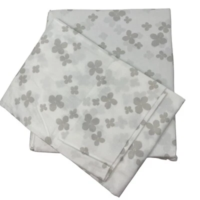 Kate Spade Twin XL Sheet Set White Gray Floral 100% Cotton 3 Piece New - Image 1 of 4