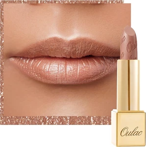 Metallic Shine Glitter Lipstick, Nude High Impact Lipcolor, Lightweight Soft and - Picture 1 of 13