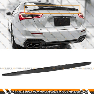 For 2014-24 Maserati Ghibli FD Style Sleek Real Carbon Fiber Trunk Spoiler Wing - Image 1 of 4