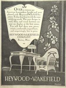 Heywood-Wakefield Furniture Boston MA Reed Fibre Wood Vintage Print Ad 1927 - Picture 1 of 4