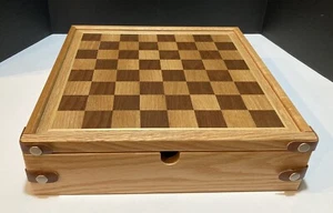 MARLBORO DELUXE GAME SET CHECKERS BACKGAMMON POKER CARDS DICE SOLID WOOD UNUSED - Picture 1 of 24