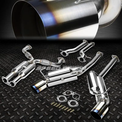 FOR 09-20 370Z Z34 FAIRLADY Z DUAL 4.5" BURNT MUFFLER TIP CATBACK EXHAUST SYSTEM - Image 1 of 4