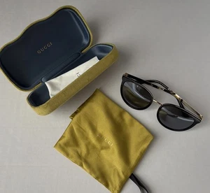 Lunettes de soleil GUCCI ligne sherry ligne sangle noir or durwar excellent état - Photo 1/5