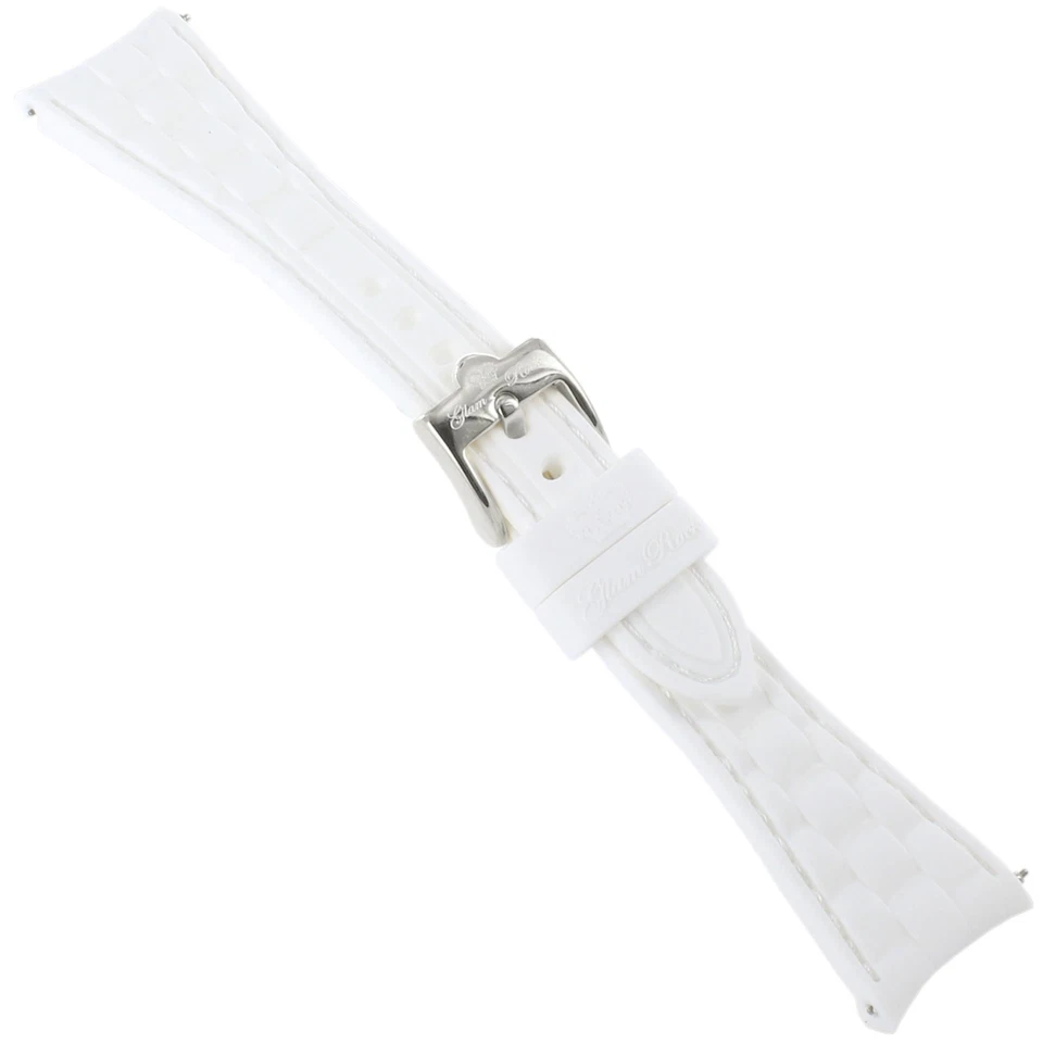 22毫米Glam Rock高品质硅胶白色缝制弧形表带 — 第 1/4 张图片