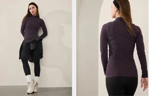 Athleta RENEW SEAMLESS MOCK NECK TOP, Iris, Medium, NEW - Picture 1 of 4