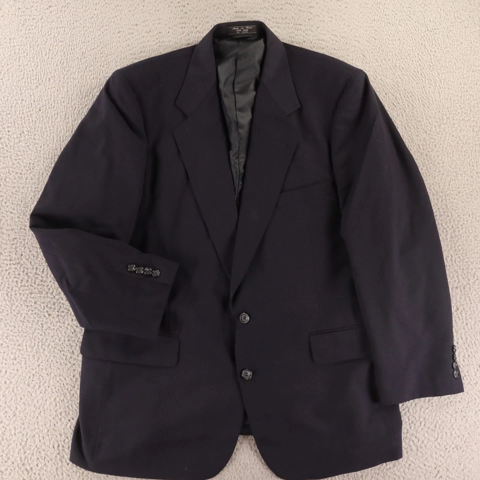 VTG Hopsack Jacket L Blue 100% Wool Blazer Sport Coat USA 44R - Image 1 of 4