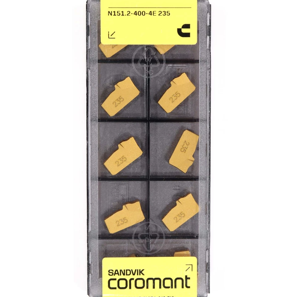 10 SANDVIK N151.2-400-4E Grade 235 CNC Lathe Carbide Parting & Grooving Inserts - image 1 of 4