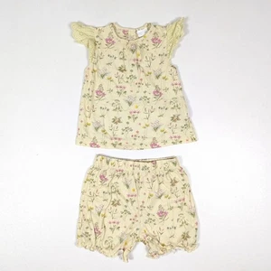 Próximo Conjunto Pantalones Cortos Bebé Niñas Talla 9-12m Amarillo Floral Delicado Cottagecore - Imagen 1 de 5