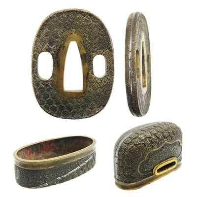 Tsuba Fuchi Kashira Matsushiro Style Japanese Antique Sword Fitting Samurai - Image 1 of 4