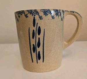 Taza de café vintage Robinson Ransbottom cerámica azul cobalto patrón trigo - Imagen 1 de 5