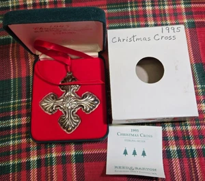 1995 Reed & Barton Cruz Plata Esterlina Adorno de Navidad 25ª Edición con Caja y Bolsa - Imagen 1 de 8